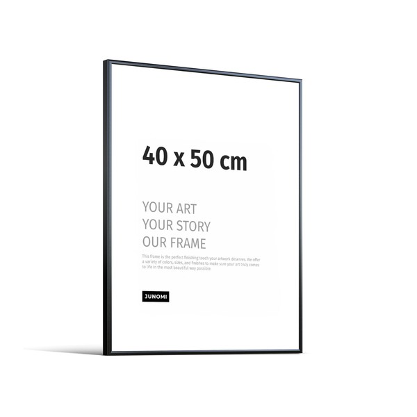 JUNOMI® Cadre photo en aluminium - 40 x 50 cm - Couleur Noir (mat) - Décoration murale en métal - Avec verre acrylique incassable