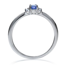 Silvershake Ultra Petite Genuine Violet Tanzanite and White Topaz 925 Sterling Silver Promise Ring December Gemstone Birthstone Jewelry for Women Size 9