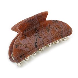 Medium Brown/Golden Marble Effect Acrylic Hair Claw/Hair Clamp - 8cm Across