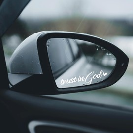 4 x Tru*t In God Rearview Mirror Decal,Rearview Car Decal,Mirror Sticker Decal,Rear View Car Mirror Sticker,Car Window Decal,Self Affirmations Decal,Vanity Mirror Sticker,Encouraging Auto Décor
