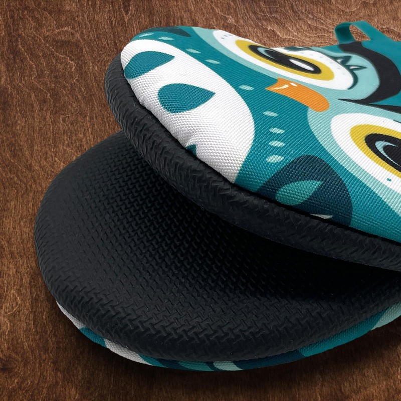 Owl Cute Green Teal Mini Silicone Oven Mitts, Heat Slip