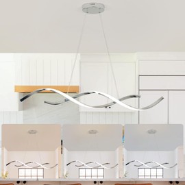 TONGCIYU Dimmable Chrome Chandelier for Dining Room, Adjustable Height Pendant Light Fixtures Over Table, Modern Kitchen Island Lighting, 42.9in 31W (Chrome 42.9")