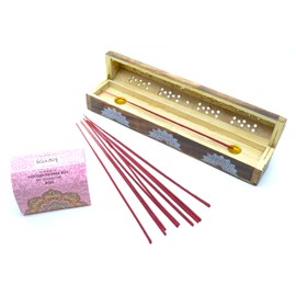 (Rose) Red Rose, XXL Large Incense Box with 10 Sticks, Aroma Sticks, House Incense, Joss Sticks, Incense with Ash Collector, Ashtray