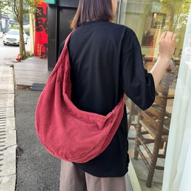 ibalulu Crossbody Bag Women's Men's Shoulder Bag Women's Cord Bag Handbag Women's Large Casual Shoulder Bag with Adjustable Shoulder Strap for School Office Work Travel Excursion Shopping, red