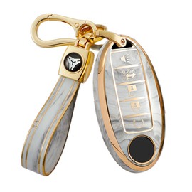 ontto 5-Button Key Fob Cover Fit for Nissan Altima Maxima Murano Rogue Sentra Elegant TPU Key Holder Fit for Infiniti JX35 Q50 Q60 QX56 QX60 Grey