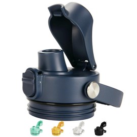 Auto Spout Lid for YETI Rambler Bottles, Fits 18/26/36/64 oz Bottles, Chug Replacement Lid Cap with Push-Button Lid and Flexible Handle, Navy