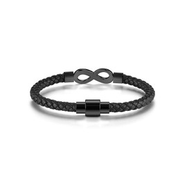Jovivi Men's Bracelets,Black Braided Leather Infinity Knot Bracelet for Men Gift for Birthday Christmas Mens jewellery Gifts for Him Dad Man Husband Boyfriend