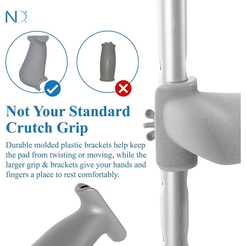Crutch Pads - Ergonomic Crutch Grips - Reduces Pressure On