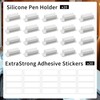 20 Pcs Adhesive Pencil Holders for Desk,White Silicone Pen &