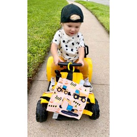 Baby Jack & Co 8x8” Construction Lovey Tag Toy for Babies - Baby Crinkle Toy - Soft & Safe - Learn Shapes & Colors - Ideal Baby Toy - BPA Free w/Stroller Clip