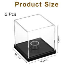 sourcing map 2Pcs Baseball Display Case with Wooden Round Base, Acrylic Baseball Display Cube Dust Clear Baseball Holders for Autographed Baseball, Memorabilia Baseball, Black/Clear