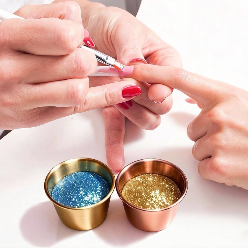 2 Pack Metal Dappen Dish Cups for Nail Art Acrylic
