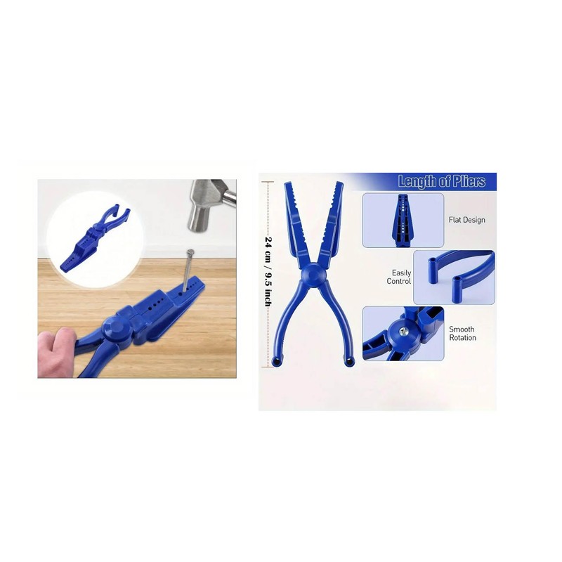 Safety Nail Holder Pliers, 24.5 cm Length, Blue Plastic Construction,