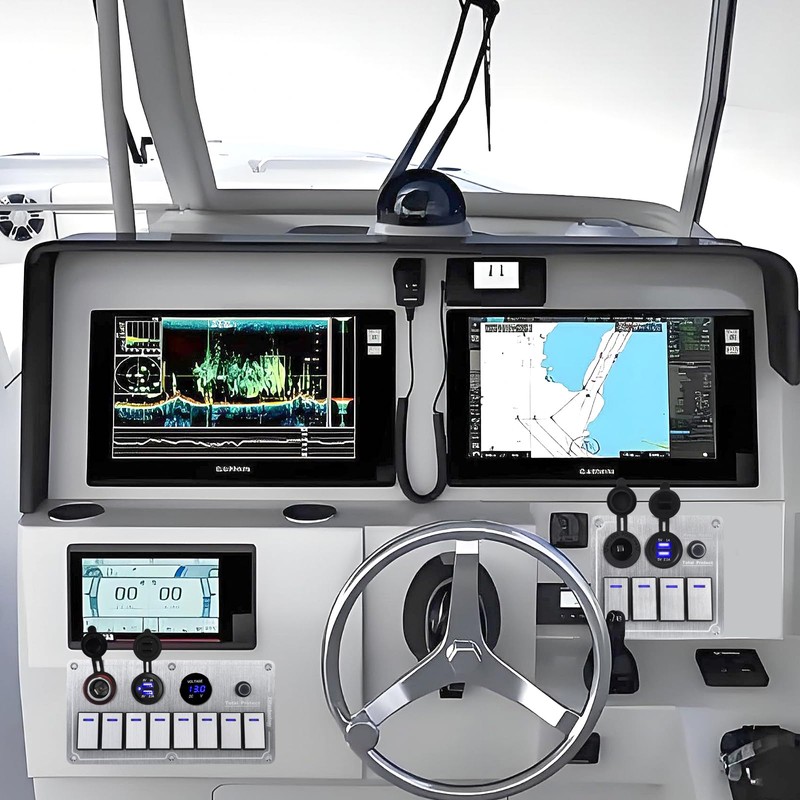 Xhtechnology Marine Boat Rocker Switch Panel,Waterproof 4 Gang Multi-Function Toggle