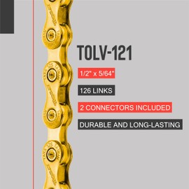 TAYA TOLV-121 12-Speed Bike Chain, 126 Links, Ti-Gold, Durable and Smooth Shifting, for Gravel and MTB