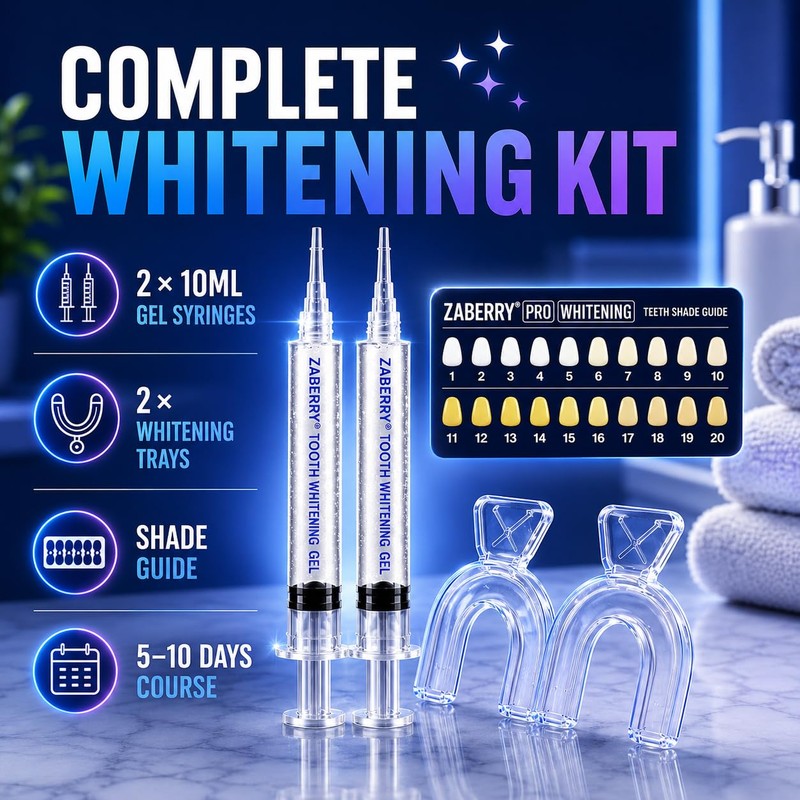 ZABERRY Teeth Whitening Kit with 2 x 10ml Gel +