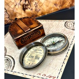 Gift Son - Engraved Pocket Compass for Son - Gift for Son - Brass Compass with Leather Box - Best Son Gift, Birthday, Christmas, Graduation, Confirmation, Baptismal, Communion, Boy Scout