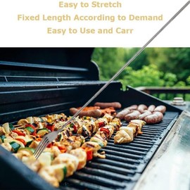 Stainless Steel Telescopic Fork, 1 Count Barbecue Cutlery Fork, BBQ Dinner Fruit Dessert Long Fork, Household Dinnerware, Barbecue Utensils, Kitchen Accessories