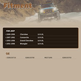 Fuel Injectors fits for-Jeep Cherokee 1989-1998 Comanche 1987-1992 Grand Cherokee 1993-1998 Wrangler 1991-1998 L6 4.0 6PCS 0280155710 0280155700