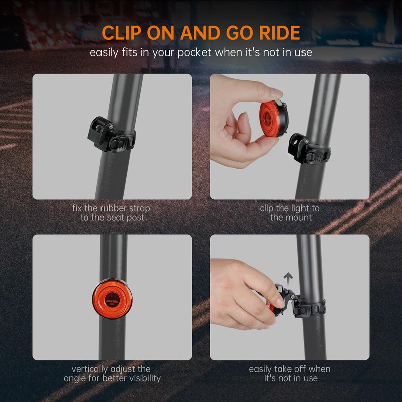 RAVEMEN CL05 30 Lumens Bike Tail Light With Sensor, 7