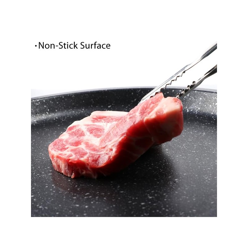 D1KOREA Stovetop Korean BBQ Grill Pan, 15 inch, Cast Aluminum,