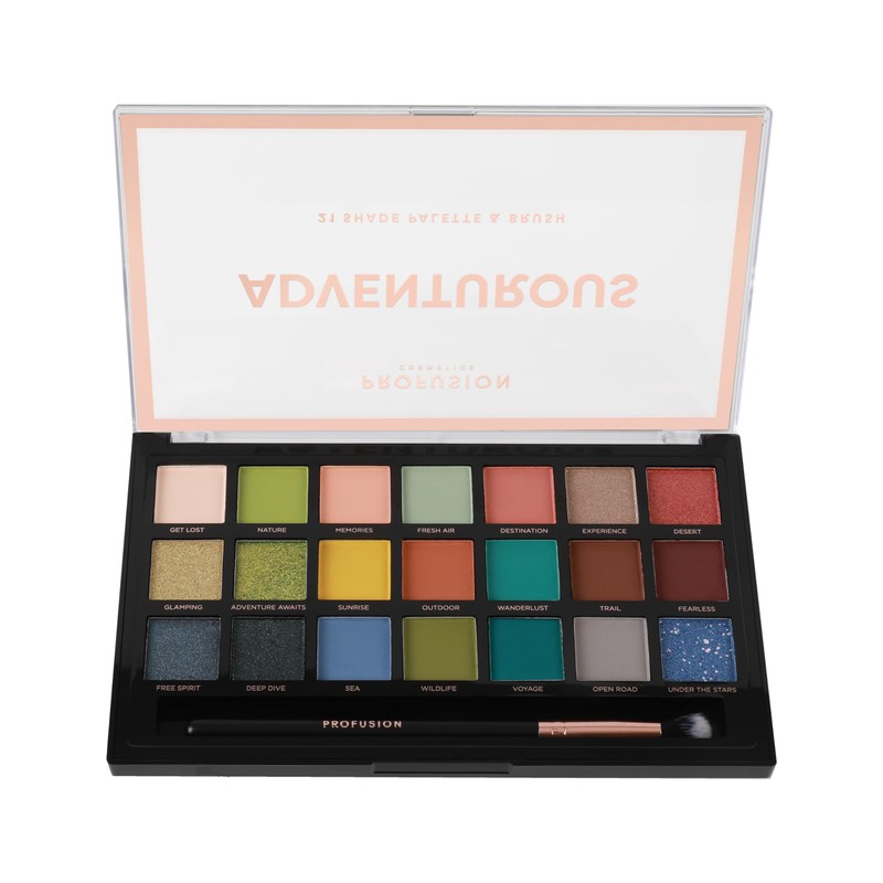 PROFUSION COSMETICS ADVENTUROUS | 21 SHADE PALETTE & BRUSH