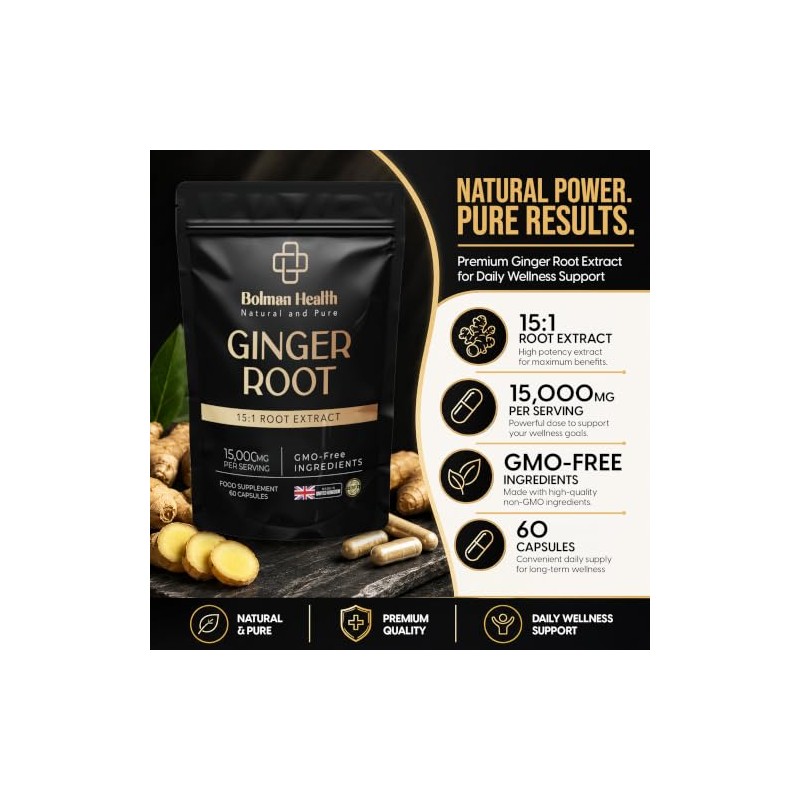 Ginger Root Extract 15:1 Capsules | 1000mg Extract | Equivalent