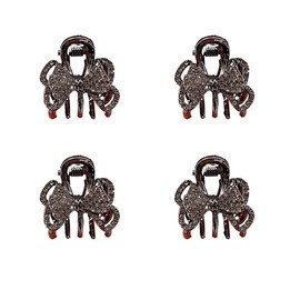 FWCXKK 4 Pieces Crystal Rhinestone Metal Jaw Claw Hair Clips, Mini Hair Bows Barrettes for Women Wedding Hair Jewelry Bridal Hair Accessories