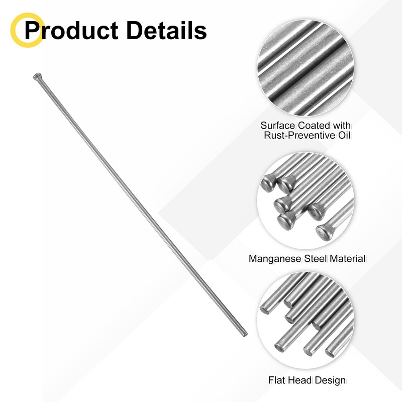 sourcing map 50pcs Descaling Needles 3mm x 7" Manganese Steel