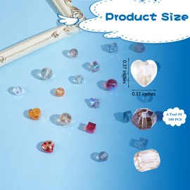 BEEFLYING 180 Pieces Glass Beads for Jewellery Making, AB Color Crystal Beads, Assorted Glass Beads, Rondelle Jewellery Beads, Bulk for DIY Bracelets, Necklaces, Earrings