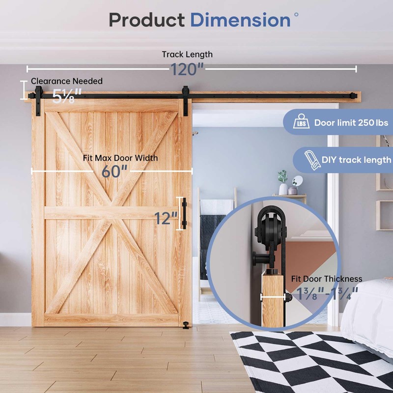 EaseLife 10 FT Sliding Barn Door Track and Handle Hardware