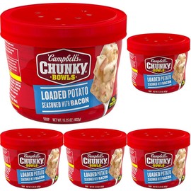 Campbell’s Chunky Soup, Loaded Potato Seasoned with Bacon, 15.25 oz Microwavable Bowl (Pack of 5)
