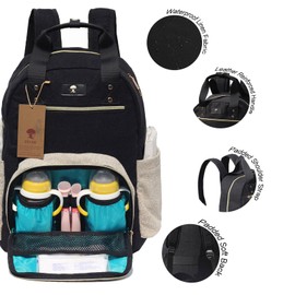 ESVAN Diaper Bag Backpack, Large Capacity Multifunction Baby Essentials Fashion Travel Pack Linen Canvas office Laptop Bag