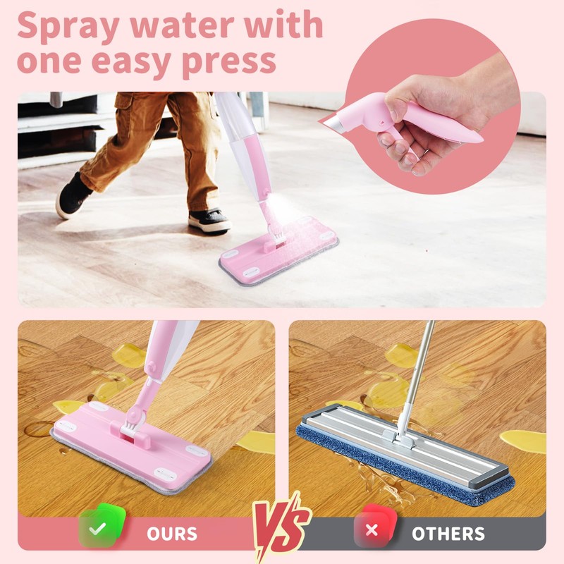 Lullulii Kids Spray Mop,Fun & Functional Toddler Cleaning Set,Real Working