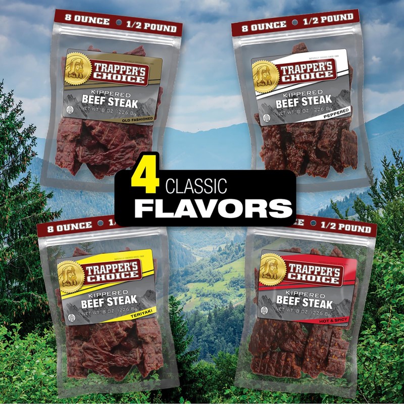 Old Trapper, Trapper's Choice Peppered Kippered Steak, Eight-Ounce Individual Package,