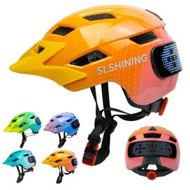 Kids Bike Helmet for Boys Girls: Helmets for Children and Adolescents 5-14 Years Old，64-Pattern LED Light Adjustable Kid Helmet Multi-Sport Protection