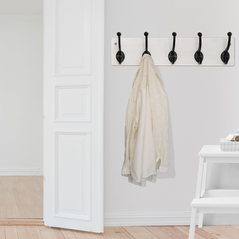 WEBI Rustic Coat Rack Wall Mount,5 Cast Iron Coat Hooks