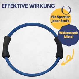 Best Sporting Pilates Power Toning Ring 37 cm in Blue I Resistance Medium I Fitness Ring with Foam Handles I Trains Especially the Chest, Arm, Leg and Abdominal Muscles I Includes Exercise Guide