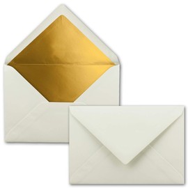 NEUSER PAPIER 75x envelopes B6 with gold lining 12.5 x 17.6 cm natural white (white) wet gluing FarbenFroh by GUSTAV NEUSER