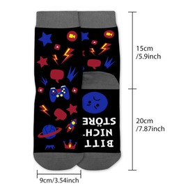 Gaming Socks, Gamer Socks with Saying on the Sole, Bitte Nicht Stören Ich Game, Cool Gamer Funny Gifts for Men for Birthday Christmas Men 43-46 Teenagers Boys 39-42, Black grey