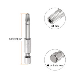 QUARKZMAN Security Torx Bit 1/4 Inch Hex Shank 2 Inch Long Drill Bit T25 Torx Star S2 Steel Magnetic Tamper Proof Screwdriver Bit Pack of 5