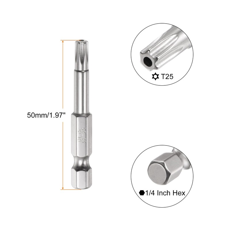 QUARKZMAN Security Torx Bit 1/4 Inch Hex Shank 2 Inch