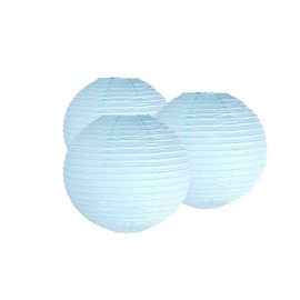 4"6"8"10"12"14"16"18 Round Paper Lanterns Lamp Wedding Birthday Party Decoration Pack of 3 (Baby Blue, 8"/20CM)