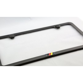 German Flag metal Emblem Stainless Steel License Plate Frame 2 hole (12"x6", Black/Slim)