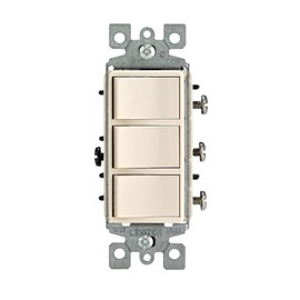Leviton 1755-T 15 Amp, 120 Volt, Decora Brand Style Single-Pole, AC Combination Switch, Commercial Grade, Non-Grounded, Light Almond