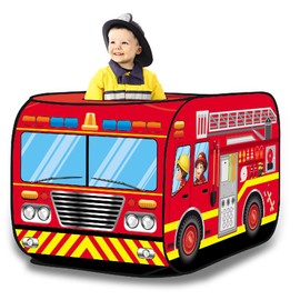 Pop Up Play Tent for Kids - My First Foldable Indoor & Outdoor Playhouse Vehicle Toys for Toddlers, Boys and Girls (Fire Truck)