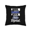 BBQ Grill Smoker Drinking Rub Smoke Beer Repeat Throw Pillow