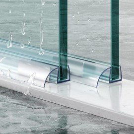 FCSOTSPS Sliding Shower Door Bottom Seal, 2 PCS 3/8" x 36" Polycarbonate Sliding Door Sweep for 3/8Inch Glass, Frameless Glass Shower Door Seal Strip Stop Leaks and Create a Water Barrier