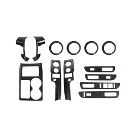 Carbon Fiber Interior Trim Kits Compatible with Ford F150 Raptor 2009-2014, Center Console Gear Shift & Steering Wheel & Window Lift Control Panel Cover