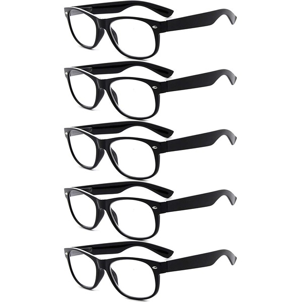 Eyekepper Classic 80's Reading Glasses-5 Pairs Black Frame Glasses for Women Reading